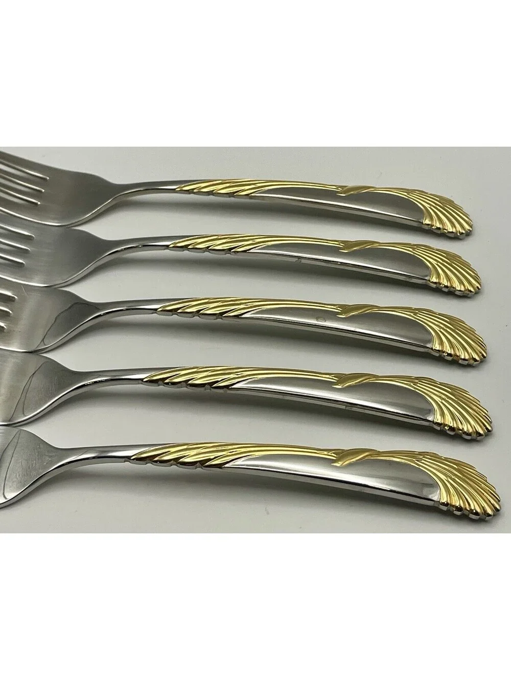 (5) Sasaki WINGS Gold Accent Gerald Patrick Stainless Salad Fork Lot ~ 6.75”
